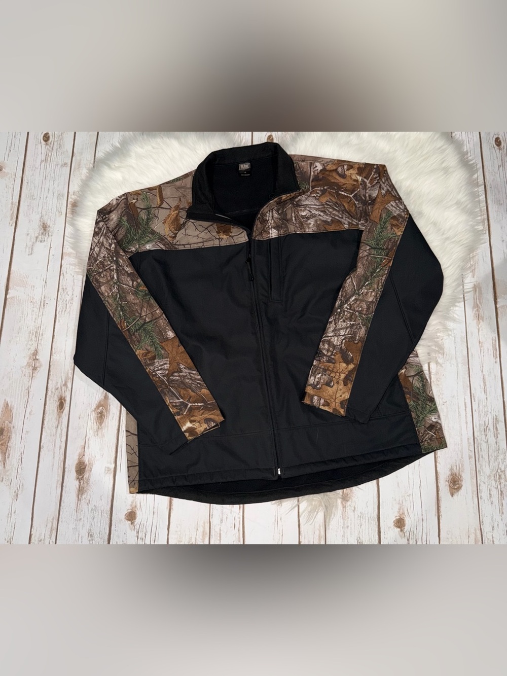 Berne Outdoor Lodge Softshell Jacket Men XL Camo Hunting Chore Workwear